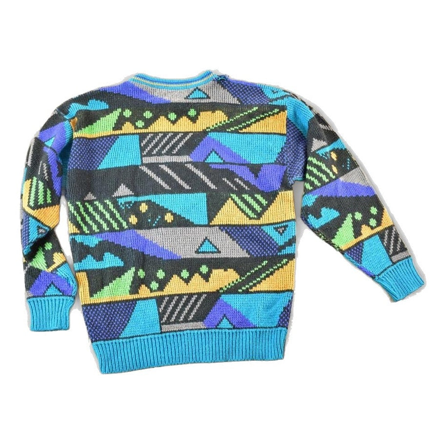 Vintage 1990s Gitano Sportswear Knit Abstract Pattern Crewneck Sweater Mens L from propervintagecanada