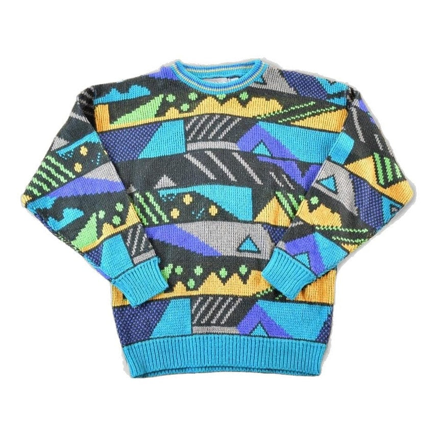 Vintage 1990s Gitano Sportswear Knit Abstract Pattern Crewneck Sweater Mens L from propervintagecanada