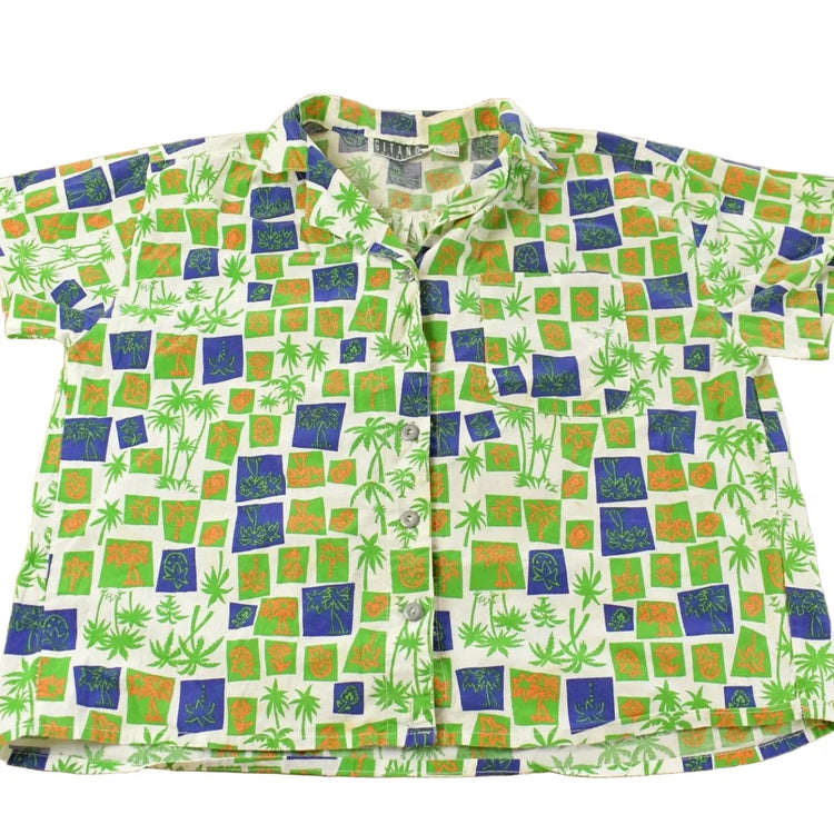 Vintage 1990s Gitano Tropical Beach Hawaiian Button Up Shirt Women's Large from propervintagecanada
