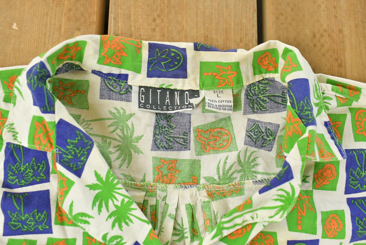 Vintage 1990s Gitano Tropical Beach Hawaiian Button Up Shirt Women's Large from propervintagecanada
