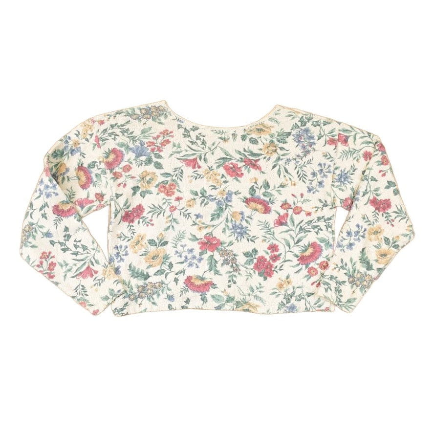 Vintage 1990s Glory Us Floral Knit Crewneck Sweater Women's Cropped M from propervintagecanada