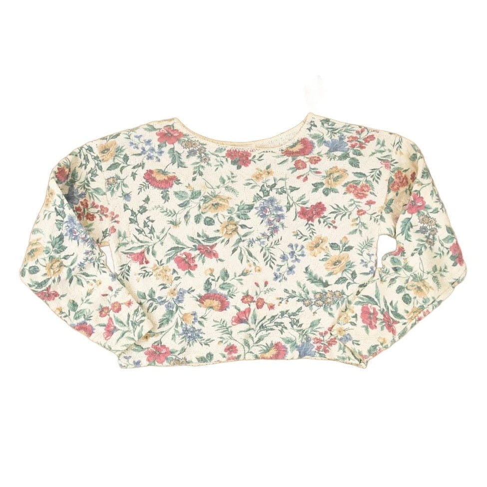Vintage 1990s Glory Us Floral Knit Crewneck Sweater Women's Cropped M from propervintagecanada
