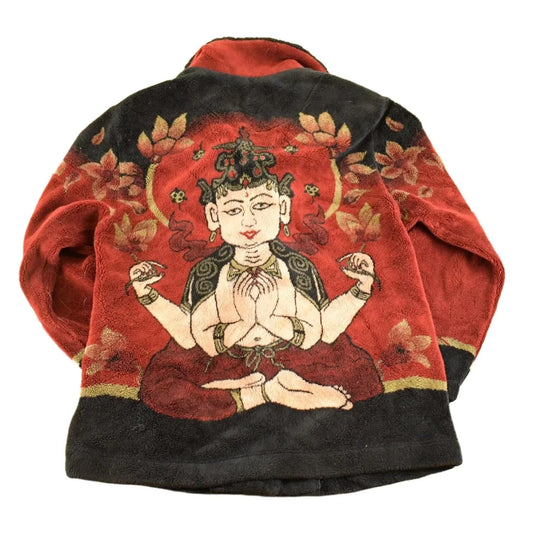 Vintage 1990s Goddess Shiva AOP Button Up Fleece Sweater Women's M from propervintagecanada