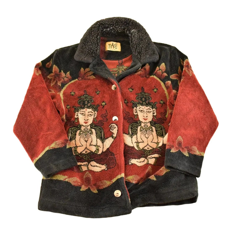 Vintage 1990s Goddess Shiva AOP Button Up Fleece Sweater Women's M from propervintagecanada