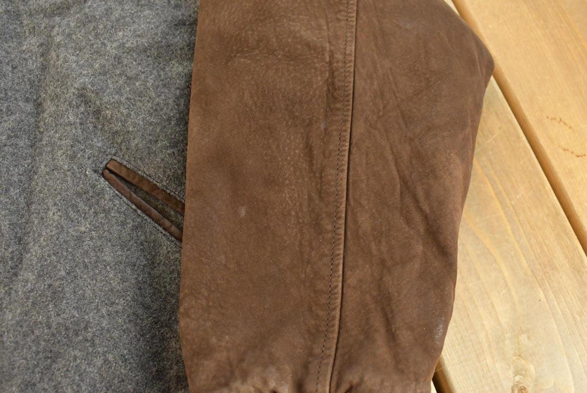 Vintage 1990s Golden Bear Leather Wool Varsity Jacket Made In USA Men's M / 90s Outerwear / Outdoorsman from propervintagecanada