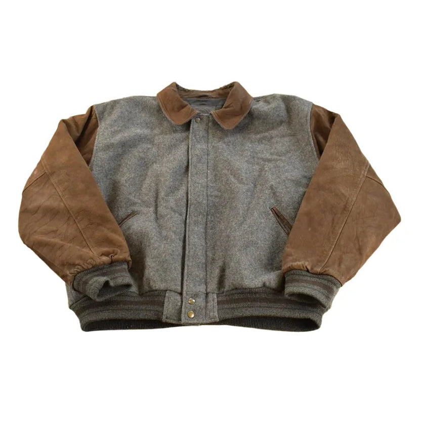 Vintage 1990s Golden Bear Leather Wool Varsity Jacket Made In USA Men's M / 90s Outerwear / Outdoorsman from propervintagecanada