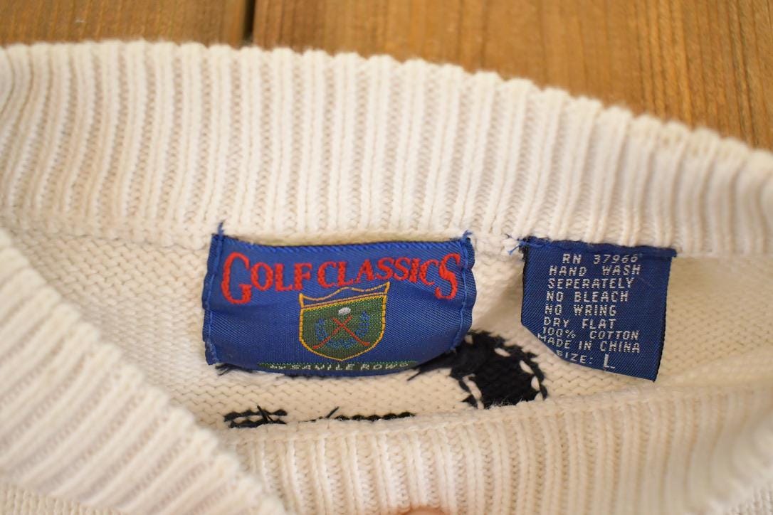 Vintage 1990s Golf Classics Knit Crewneck Sweater Men's M from propervintagecanada