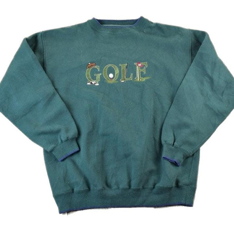 Vintage 1990s Golf Souvenir Heavyweight Crewneck Sweatshirt Men's XL from propervintagecanada