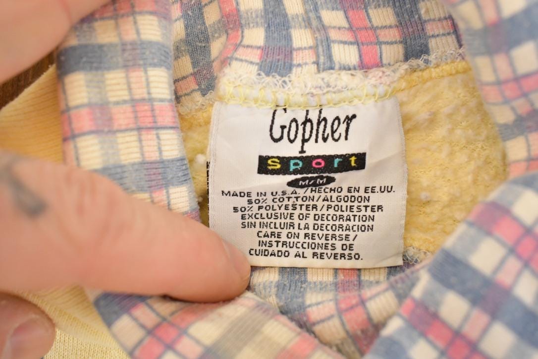 Vintage 1990s Gopher Sport Cute Teddys Friendship Collared Crewneck Sweatshirt Men's M from propervintagecanada