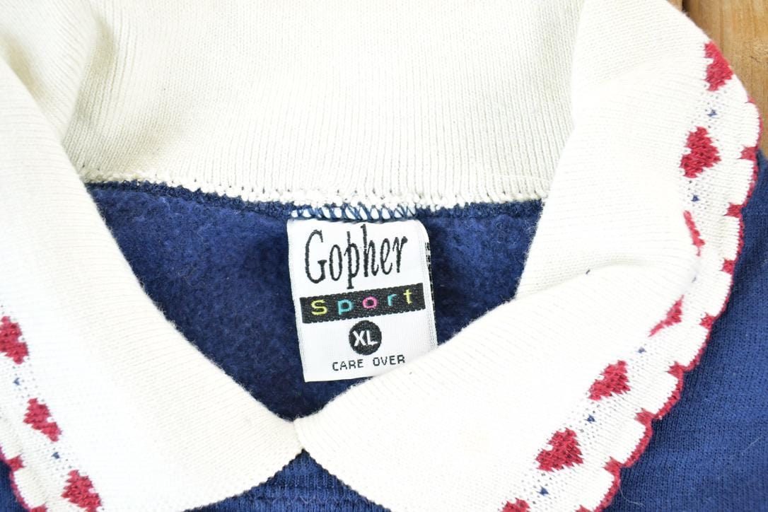 Vintage 1990s Gopher Sport Farm Scarecrow Collared Crewneck Sweater Made In USA 90s Crewneck Men's XL from propervintagecanada