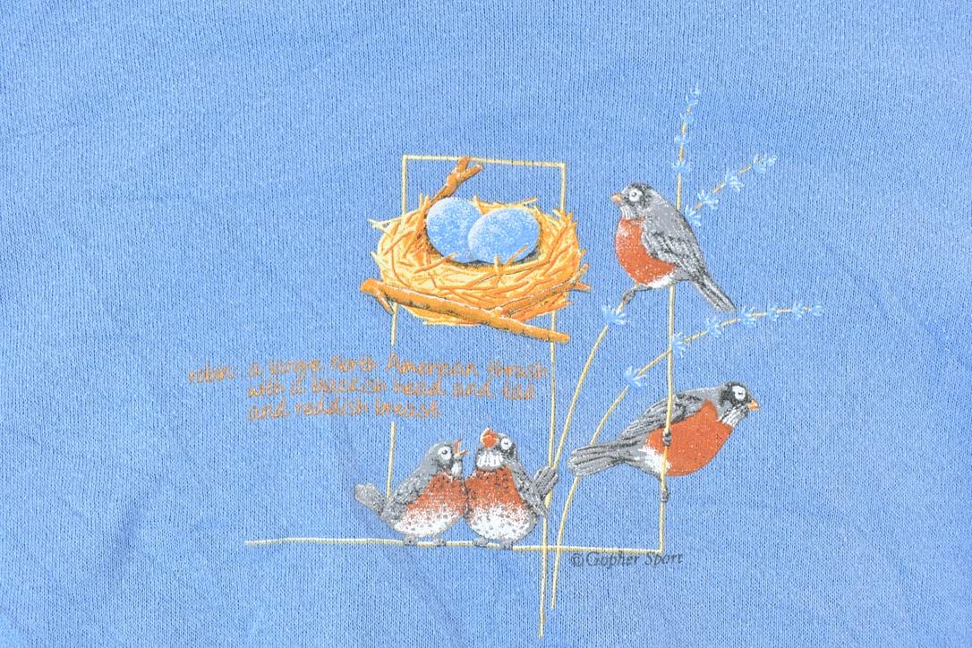 Vintage 1990s Gopher Sport Robin Bird Outdoorsman Double Collar Crewneck Sweatshirt Men's Medium from propervintagecanada