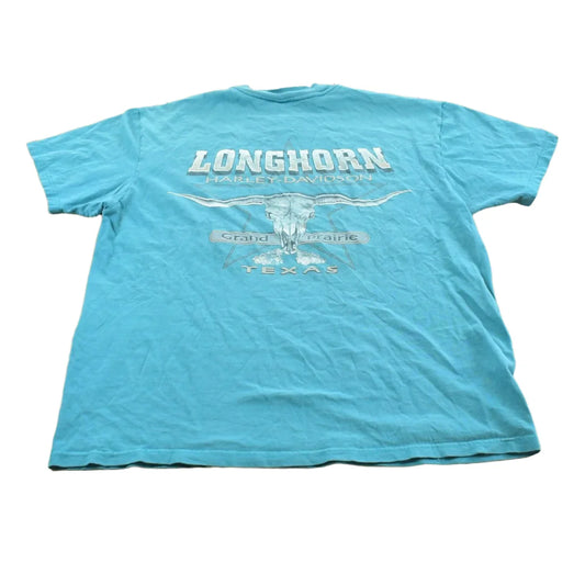 Vintage 1990s Grand Prairie Texas Harley-Davidson Long Horn Steer Skull Motorcycle T-Shirt Men's L from propervintagecanada