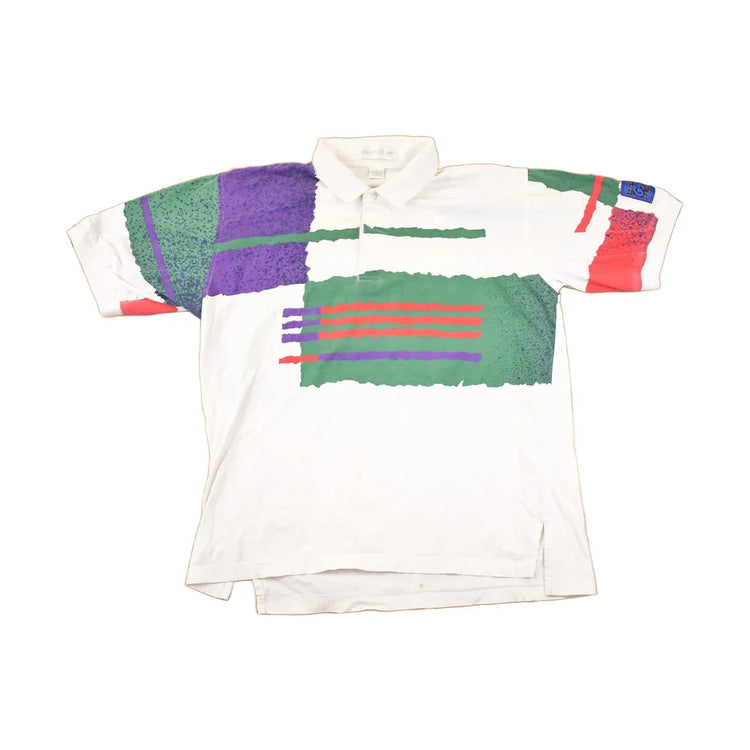 Vintage 1990s Grand Slam AOP Abstract Color Block Button Up Shirt Men's L from propervintagecanada