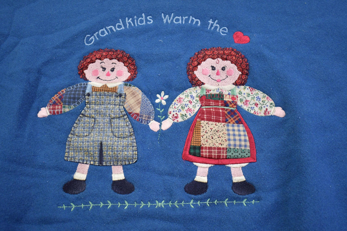 Vintage 1990s "Grandkids Warm the Heart" Grandma Style Collar Sweater Men's Large from propervintagecanada