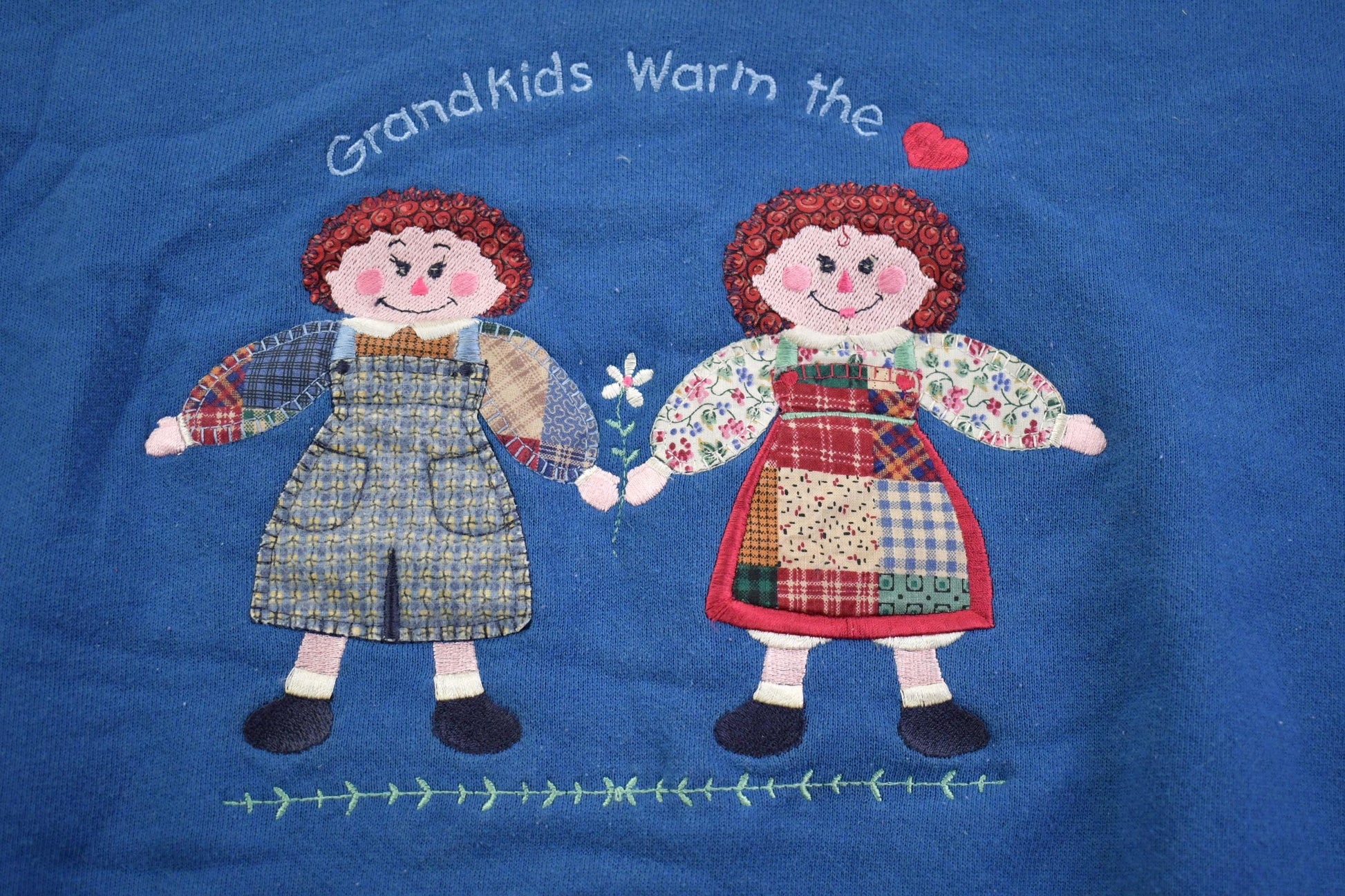 Vintage 1990s "Grandkids Warm the Heart" Grandma Style Collar Sweater Men's Large from propervintagecanada