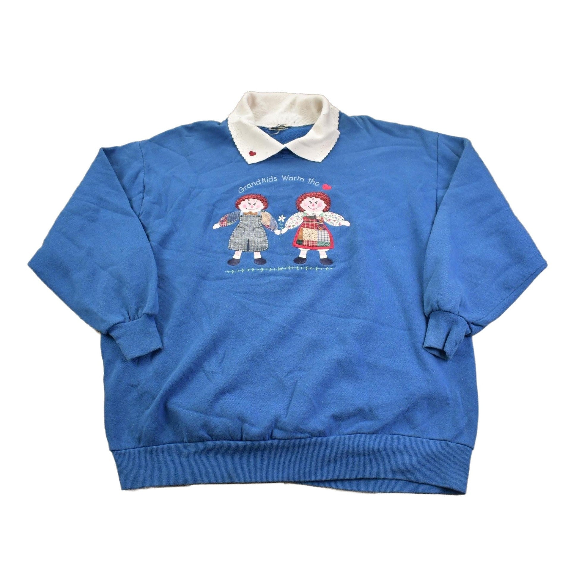 Vintage 1990s "Grandkids Warm the Heart" Grandma Style Collar Sweater Men's Large from propervintagecanada