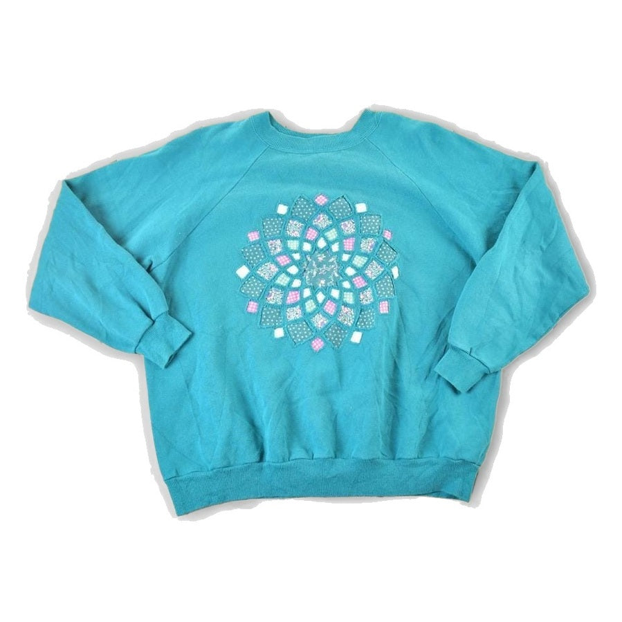 Vintage 1990s Grandmas Abstract Knit Crewneck Sweatshirt Womens M-L from propervintagecanada