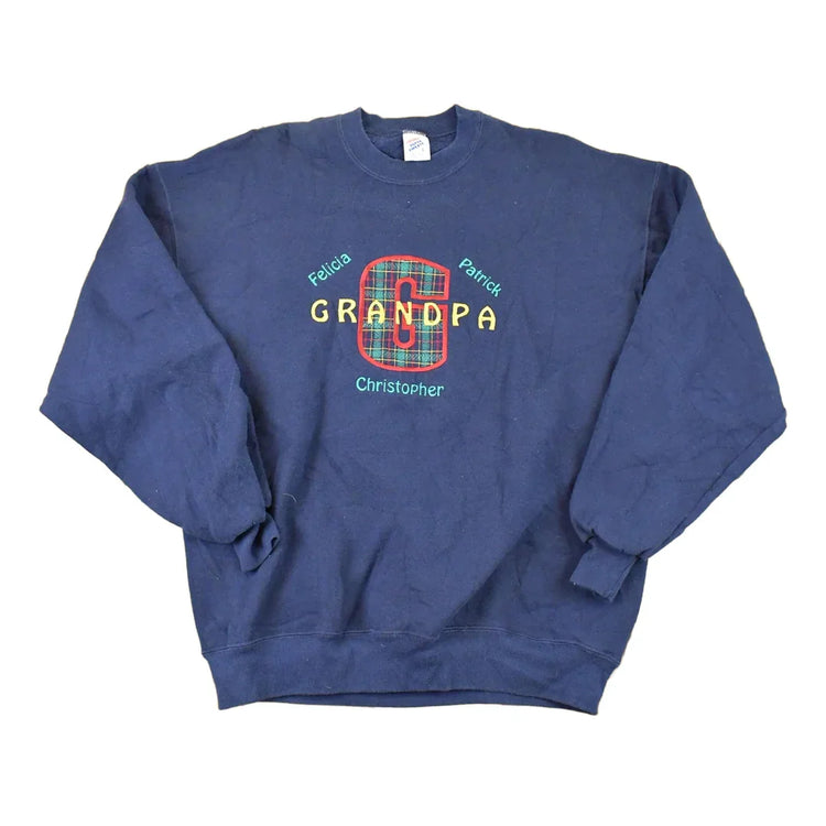 Vintage 1990s Grandpa Cute Embroidered Plaid G Crewneck Sweatshirt Mens L from propervintagecanada