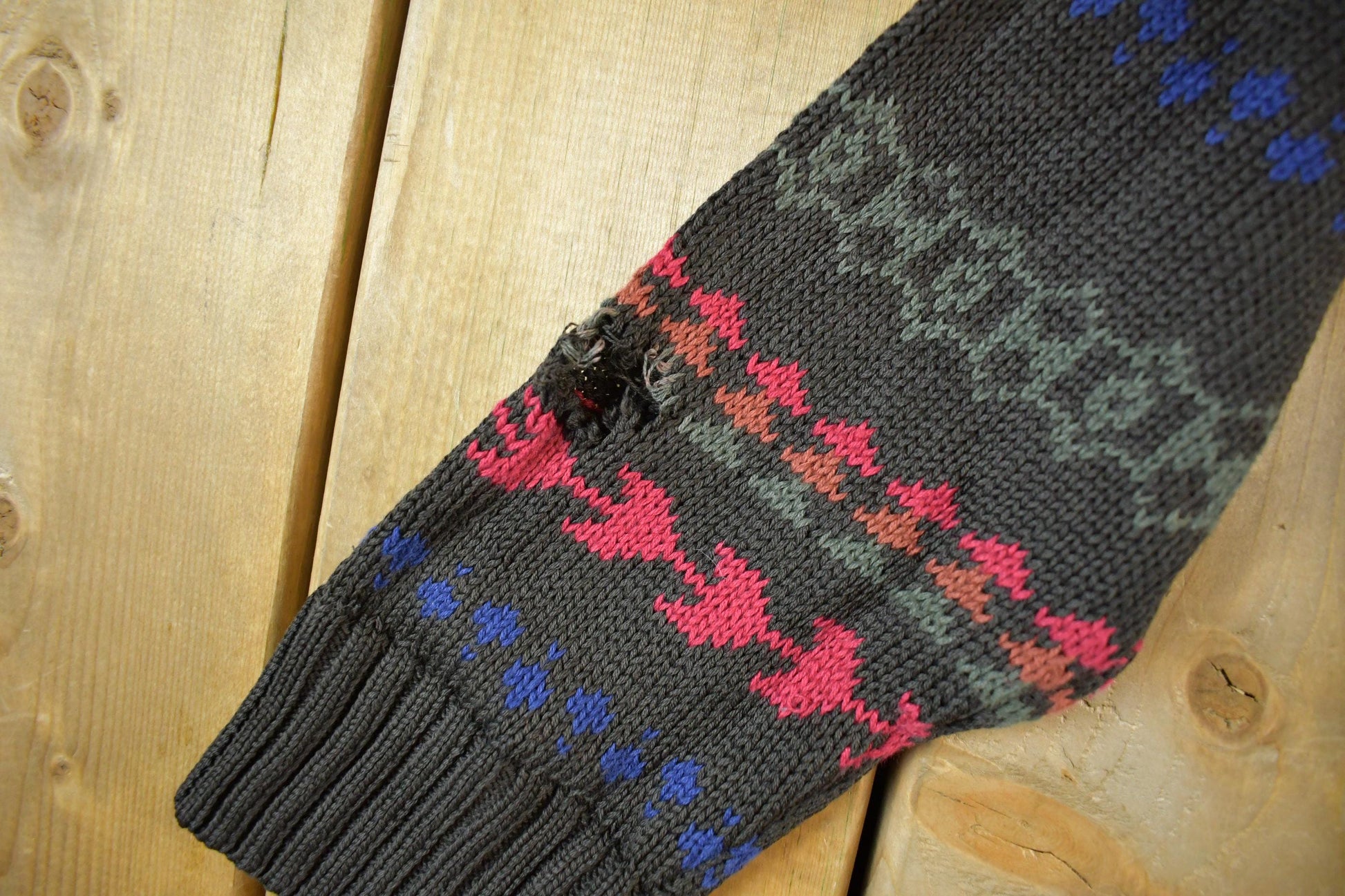 Vintage 1990s Graphix Abstract Striped Knit Cardigan Sweater Men's Large