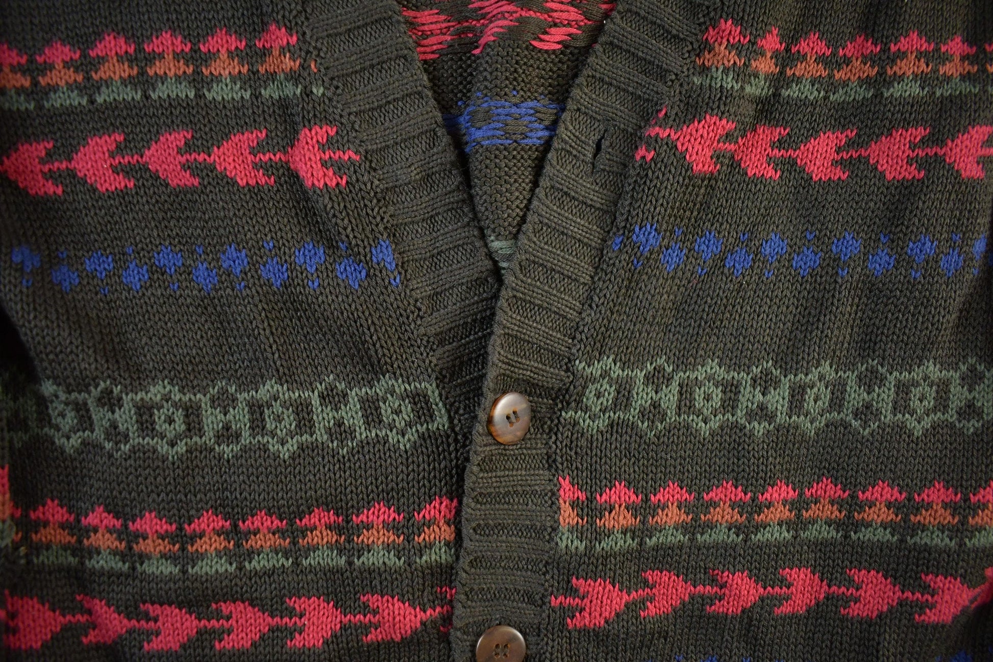 Vintage 1990s Graphix Abstract Striped Knit Cardigan Sweater Men's Large from propervintagecanada