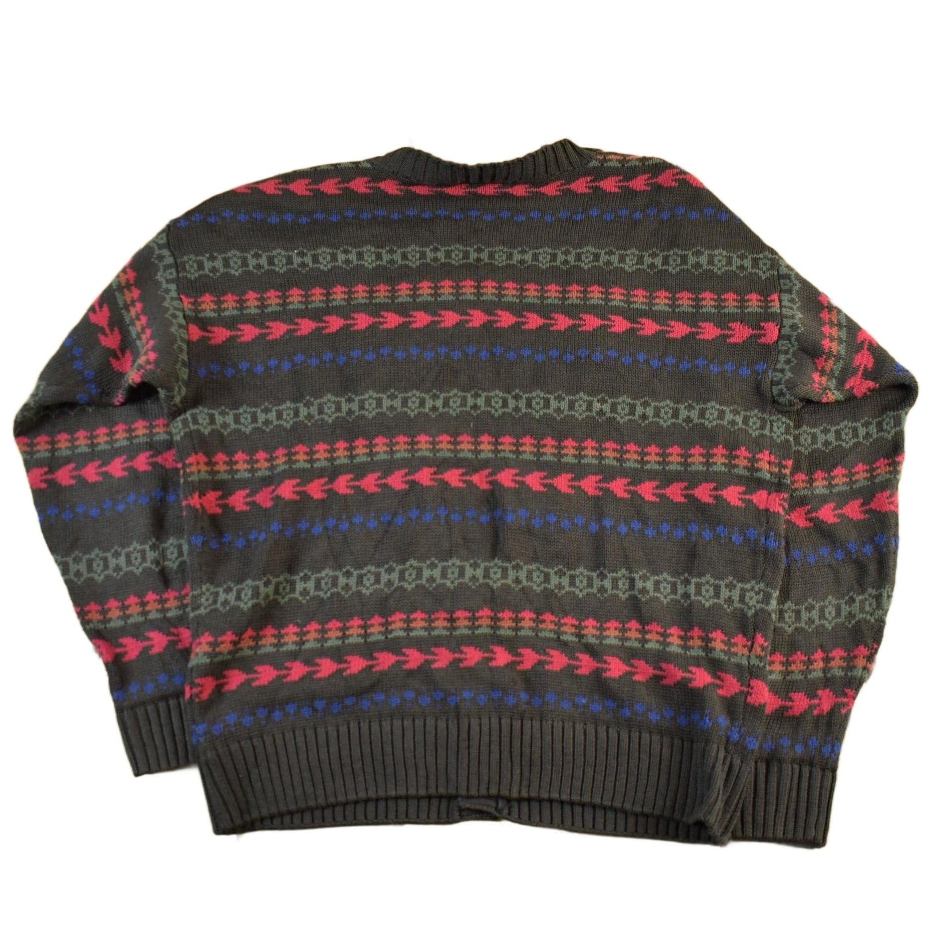 Vintage 1990s Graphix Abstract Striped Knit Cardigan Sweater Men's Large from propervintagecanada