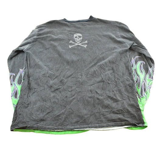 Vintage 1990s Grave Digger Flame AOP Monster Truck Graphic Long Sleeve T-Shirt Men's XL from propervintagecanada