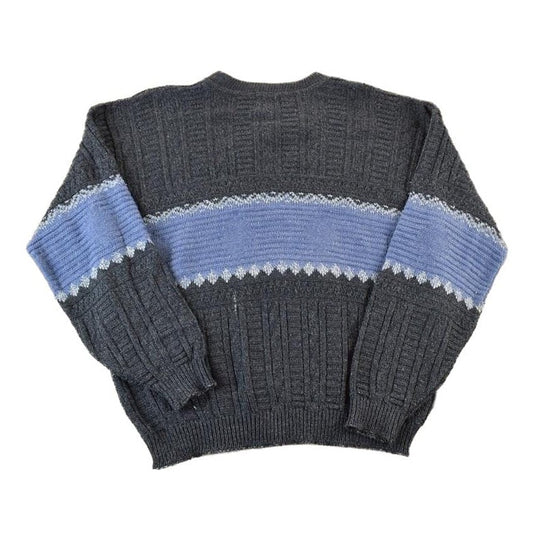 Vintage 1990s Great Canadian Rugged Wear Knit Striped Crewneck Sweater Men's Large from propervintagecanada