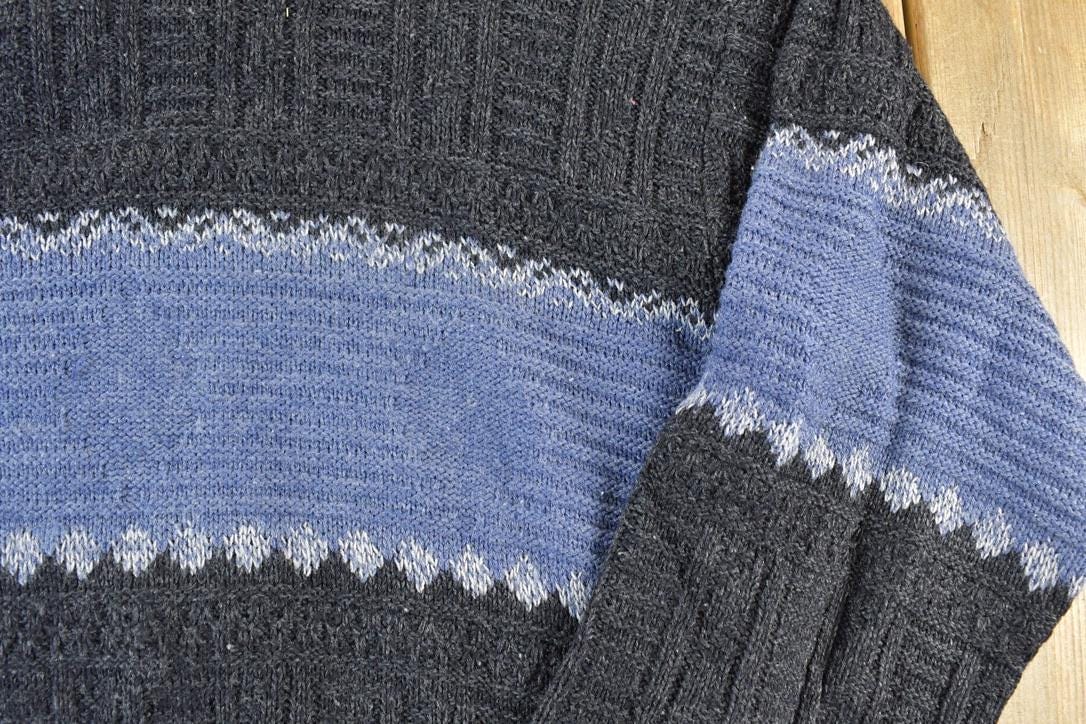 Vintage 1990s Great Canadian Rugged Wear Knit Striped Crewneck Sweater Men's Large from propervintagecanada