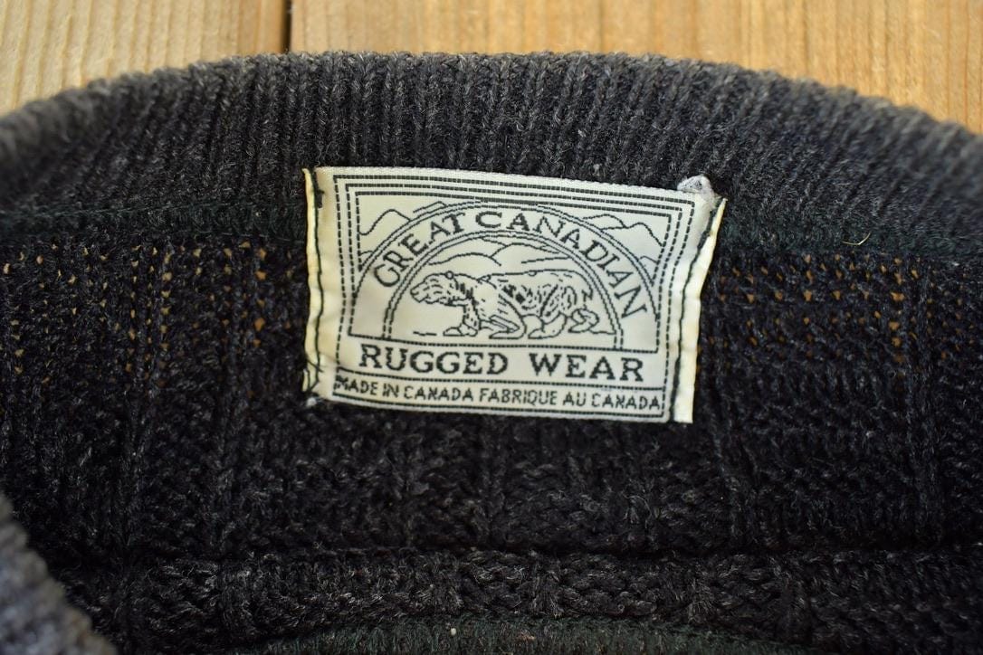Vintage 1990s Great Canadian Rugged Wear Knit Striped Crewneck Sweater Men's Large from propervintagecanada