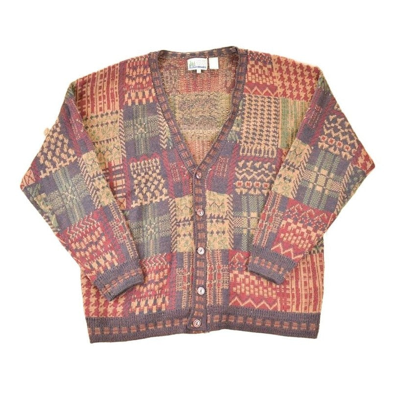 Vintage 1990s Great Lakes Country Abstract Knit Cardigan Sweater Men's XL from propervintagecanada