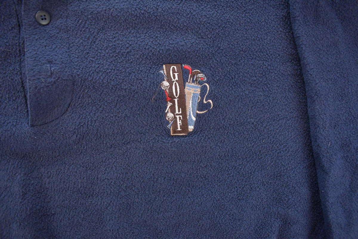 Vintage 1990s Great Lakes Golf Embroidered Henley Sweatshirt Men's XL from propervintagecanada