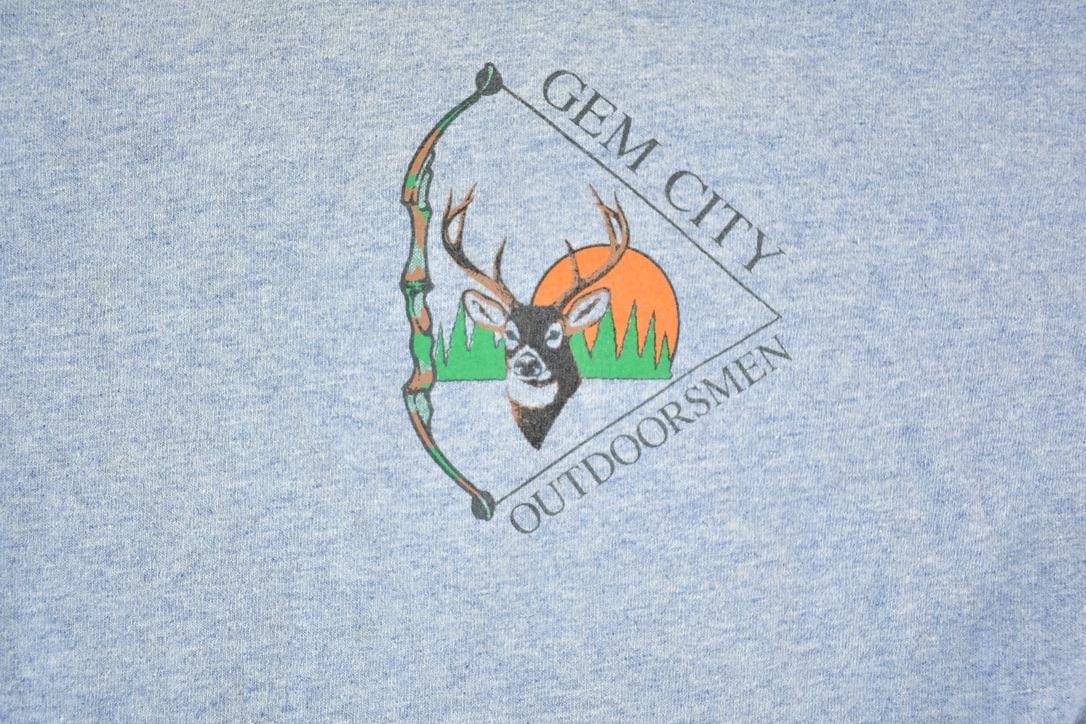 Vintage 1990s Great Lakes Shootout Gem City Outdoorsmen Graphic T-Shirt Men's Large from propervintagecanada