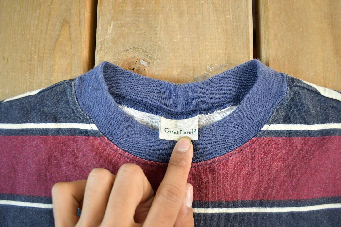 Vintage 1990s Great Land Striped T Shirt Men's Medium from propervintagecanada