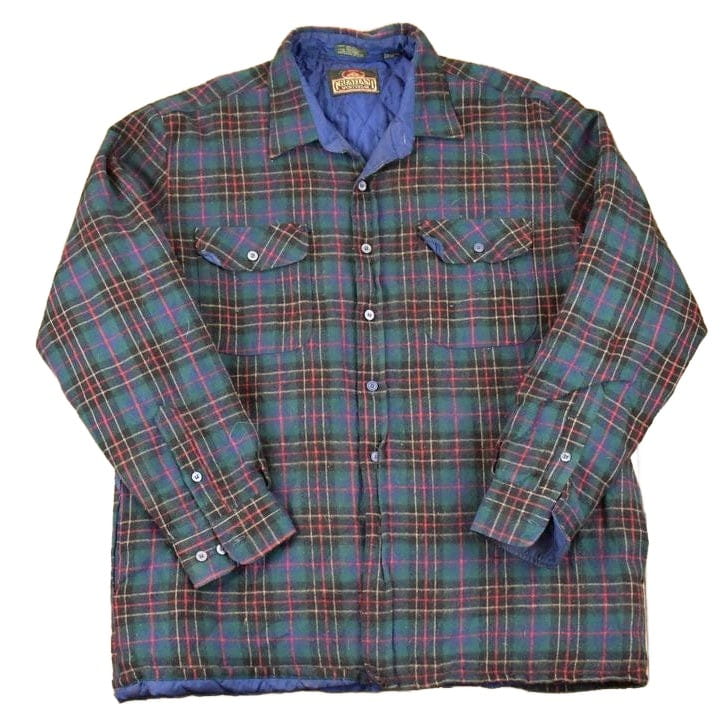 Vintage 1990s Greatland Sportswear Plaid Lined Button Up Sweater Men's L from propervintagecanada