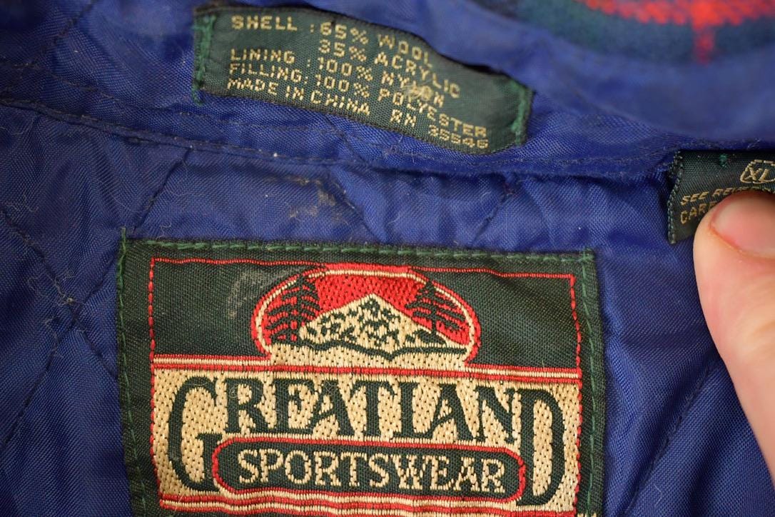Vintage 1990s Greatland Sportswear Plaid Lined Button Up Sweater Men's L from propervintagecanada