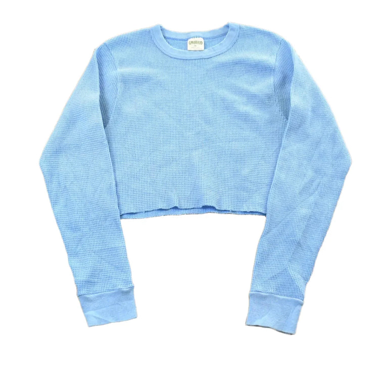 Vintage 1990s Greatland Thermal Waffle Knit Cropped Long Sleeve Mens S from propervintagecanada