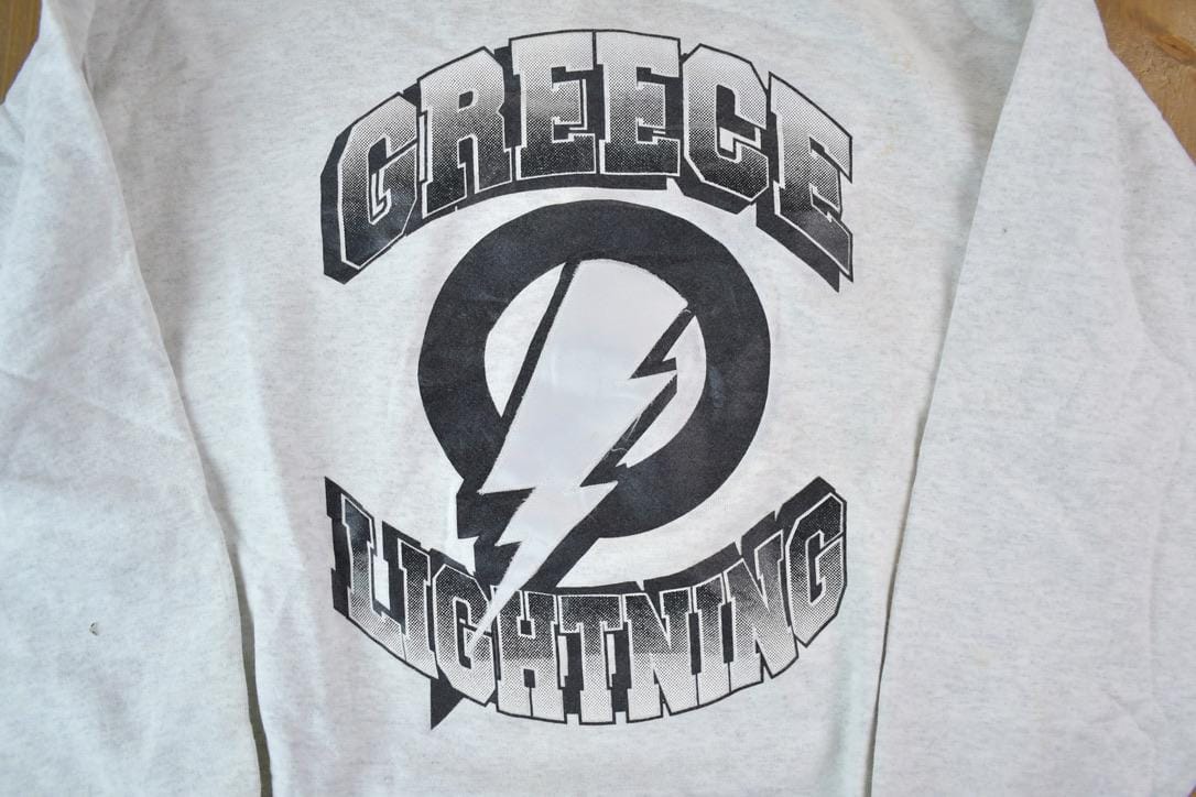 Vintage 1990s Greece Lightning University Collegiate Crewneck / Embroidered / NCAA Sweatshirt / Sportswear / Americana from propervintagecanada