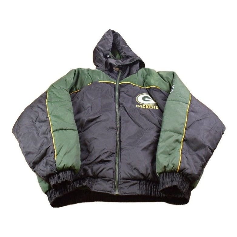 Vintage 1990s Green Bay Packer Pro Player Full Zip Puffer Jacket Men's 2XL from propervintagecanada