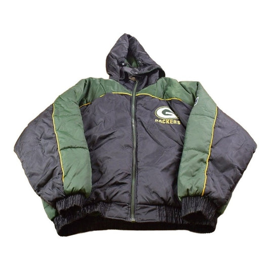 Vintage 1990s Green Bay Packer Pro Player Full Zip Puffer Jacket Men's 2XL from propervintagecanada