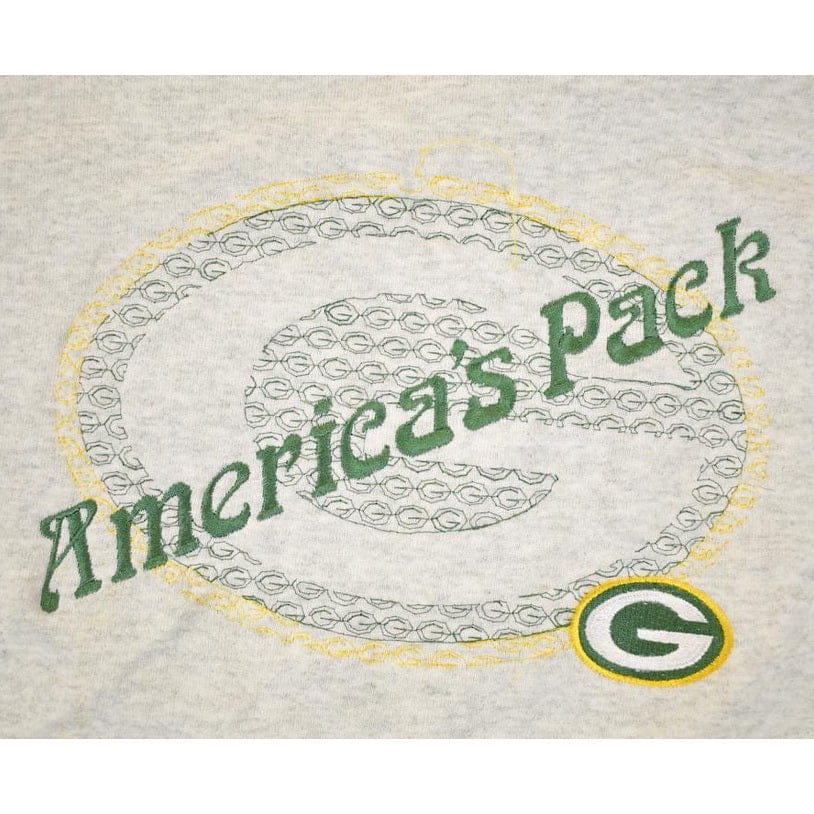 Vintage 1990s Green Bay Packers Americas Pack Embroidered NFL Crewneck Sweatshirt Mens L / 90's Americana Football Sportswear from propervintagecanada