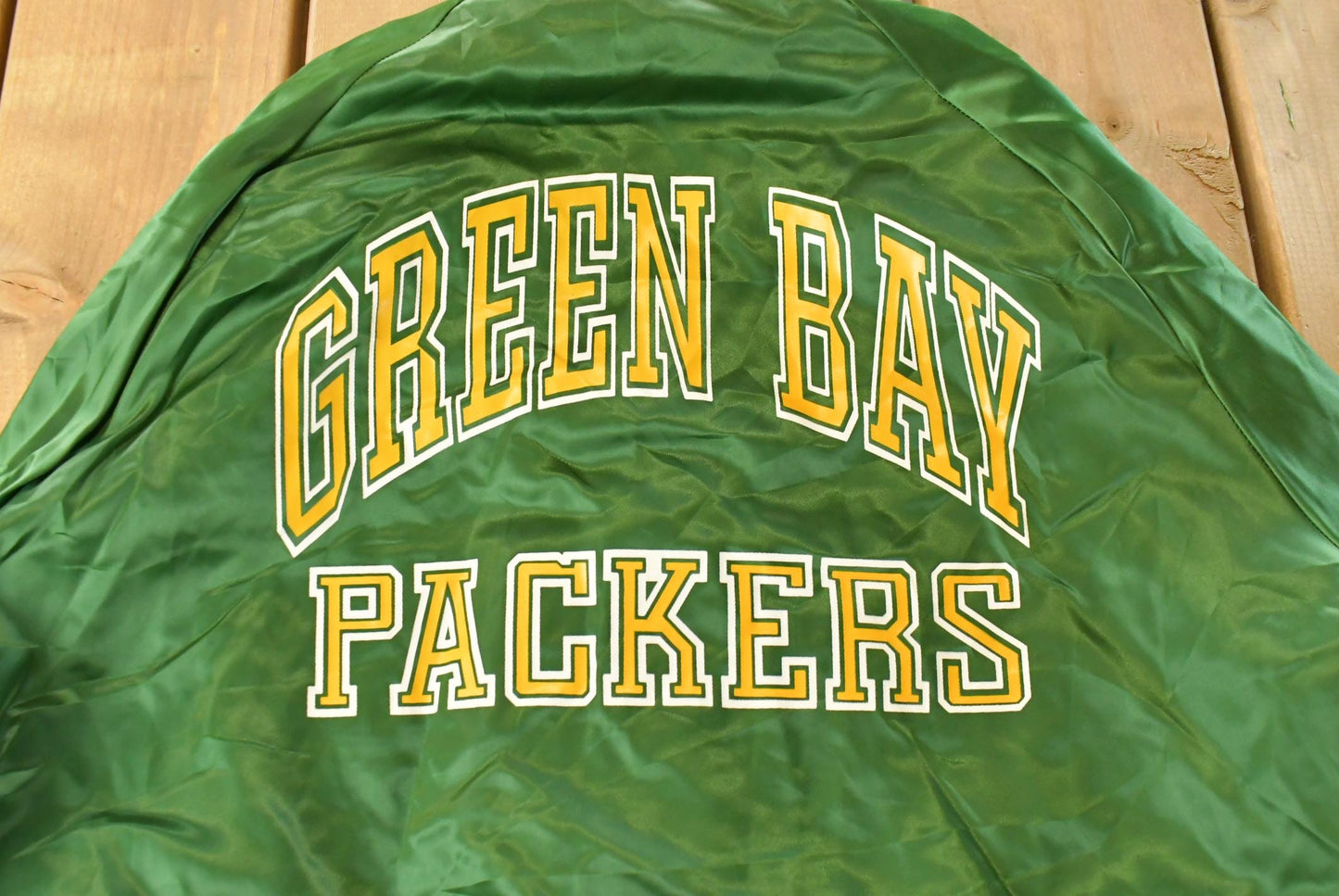 Vintage 1990s Green Bay Packers Chalk Line Satin Bomber Jacket Men's Large / Athleisure / 90s Sportswear / Streetwear / NFL Satin Bomber from propervintagecanada