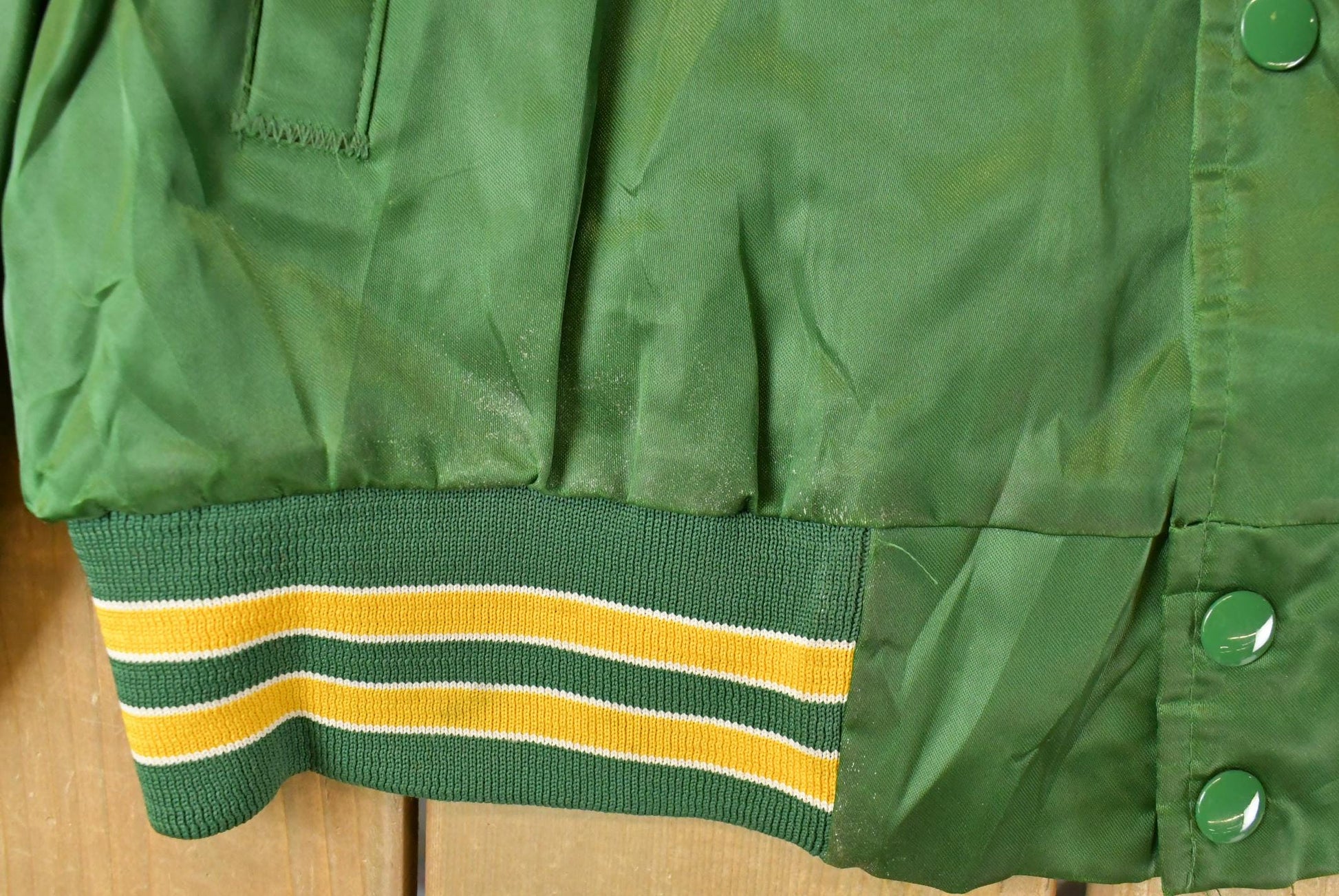 Vintage 1990s Green Bay Packers Chalk Line Satin Bomber Jacket Men's Large / Athleisure / 90s Sportswear / Streetwear / NFL Satin Bomber from propervintagecanada