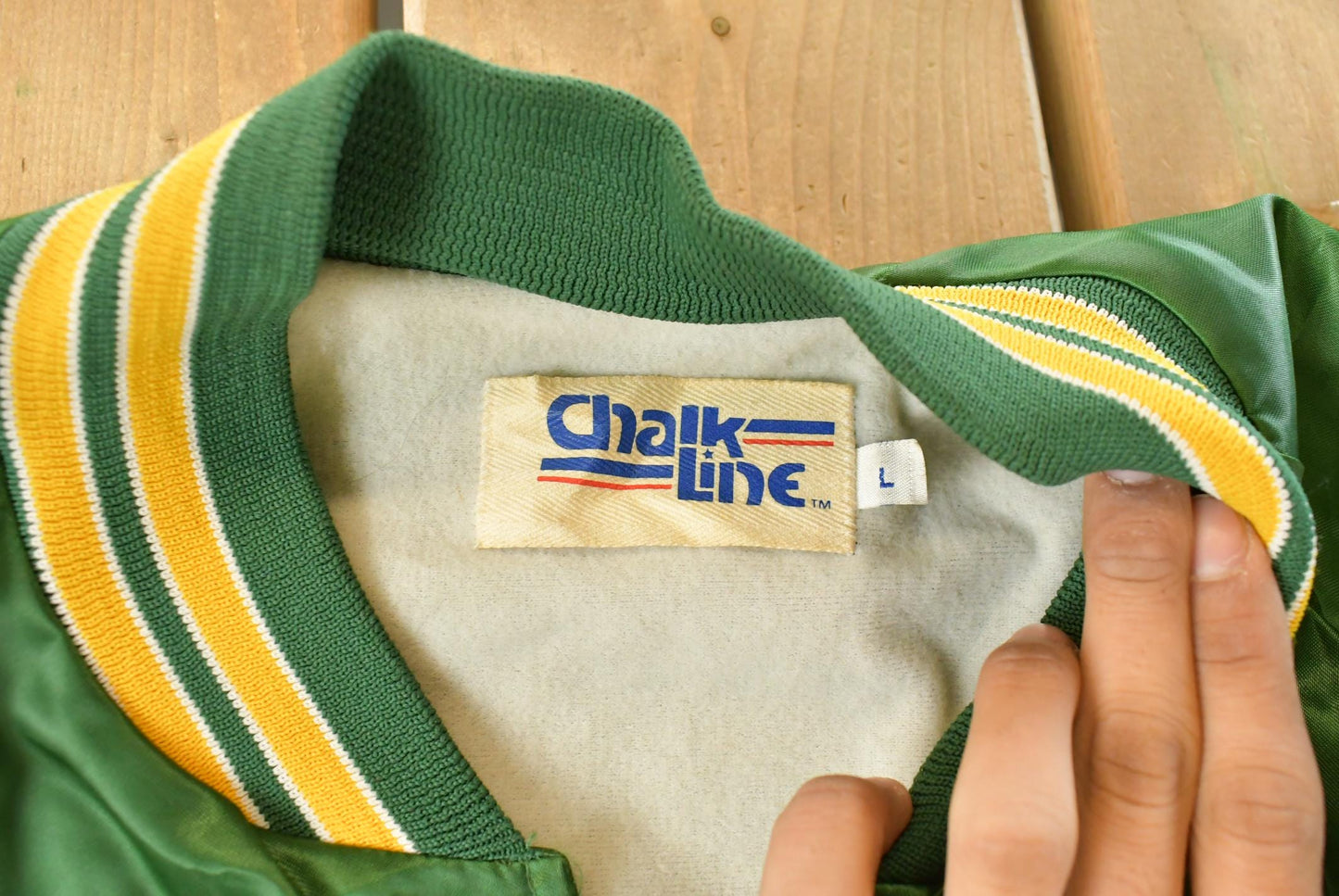 Vintage 1990s Green Bay Packers Chalk Line Satin Bomber Jacket Men's Large / Athleisure / 90s Sportswear / Streetwear / NFL Satin Bomber from propervintagecanada