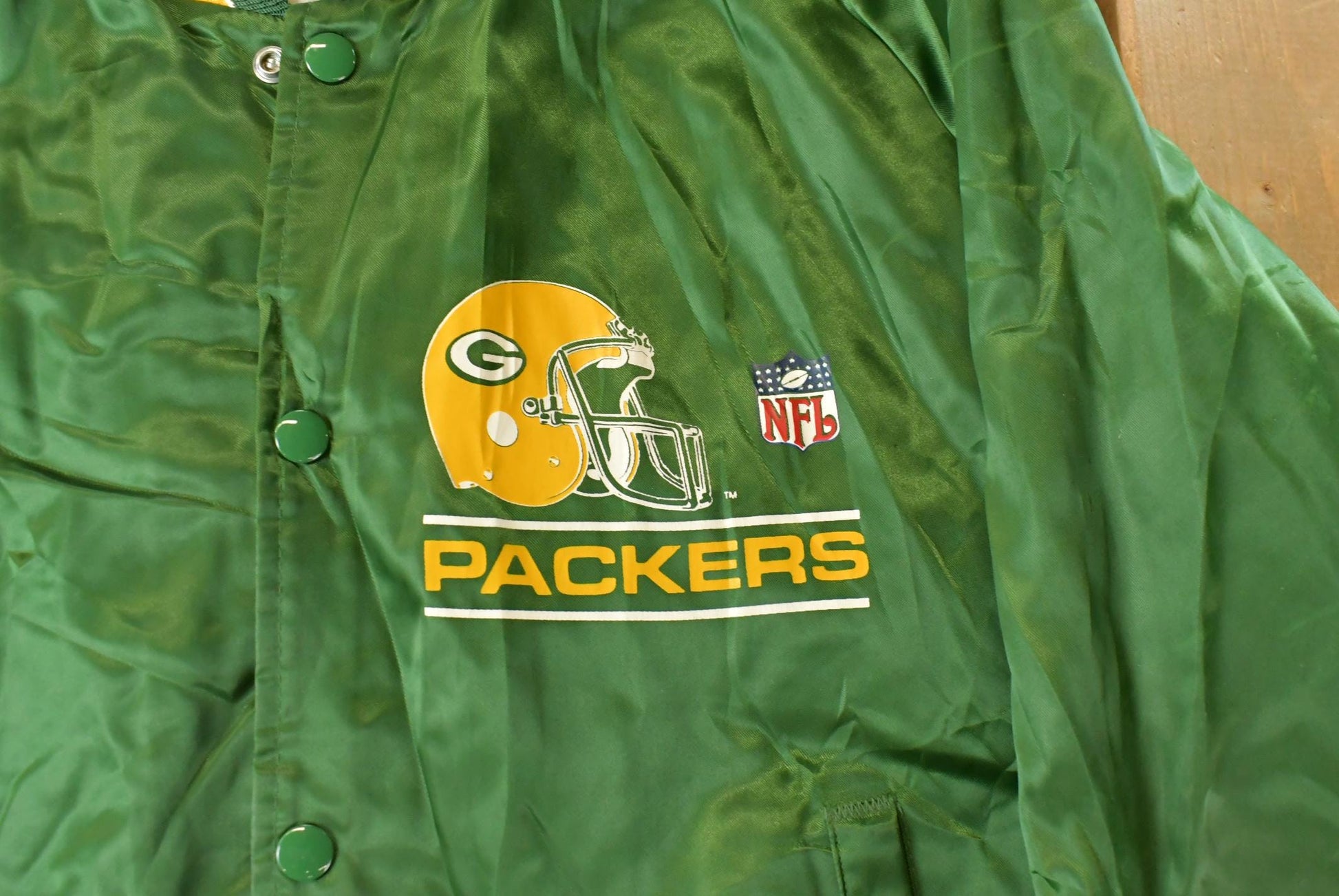 Vintage 1990s Green Bay Packers Chalk Line Satin Bomber Jacket Men's Large / Athleisure / 90s Sportswear / Streetwear / NFL Satin Bomber from propervintagecanada