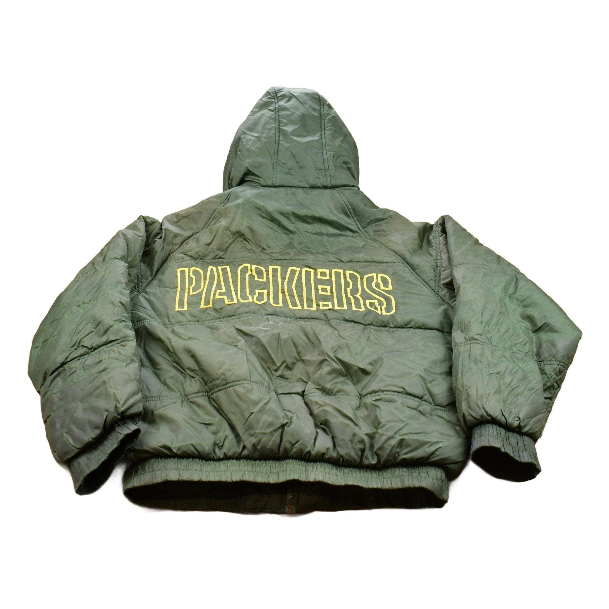 Vintage 1990s Green Bay Packers Game Day NFL Puffer Jacket Men's Large from propervintagecanada