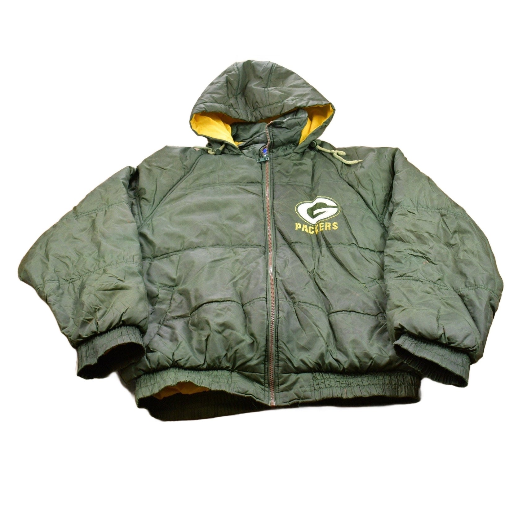 Vintage 1990s Green Bay Packers Game Day NFL Puffer Jacket Men's Large from propervintagecanada