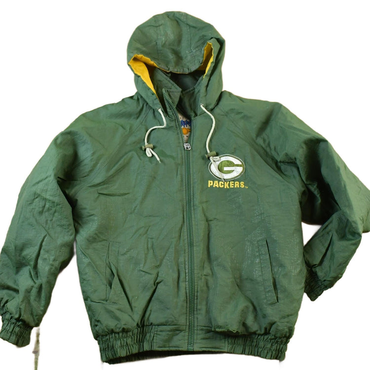 Vintage 1990s Green Bay Packers Hooded NFL Football Jacket Men's L from propervintagecanada