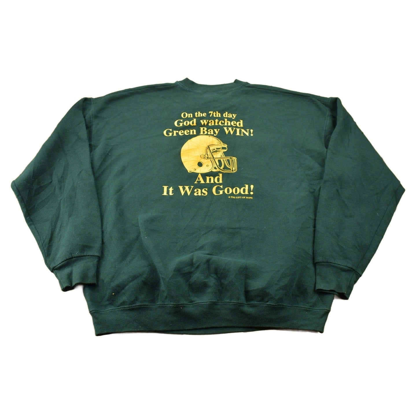 Vintage 1990s Green Bay Packers In 6 Days God Created the Heavens and the Earth Crewneck Sweatshirt Men's 2XL from propervintagecanada