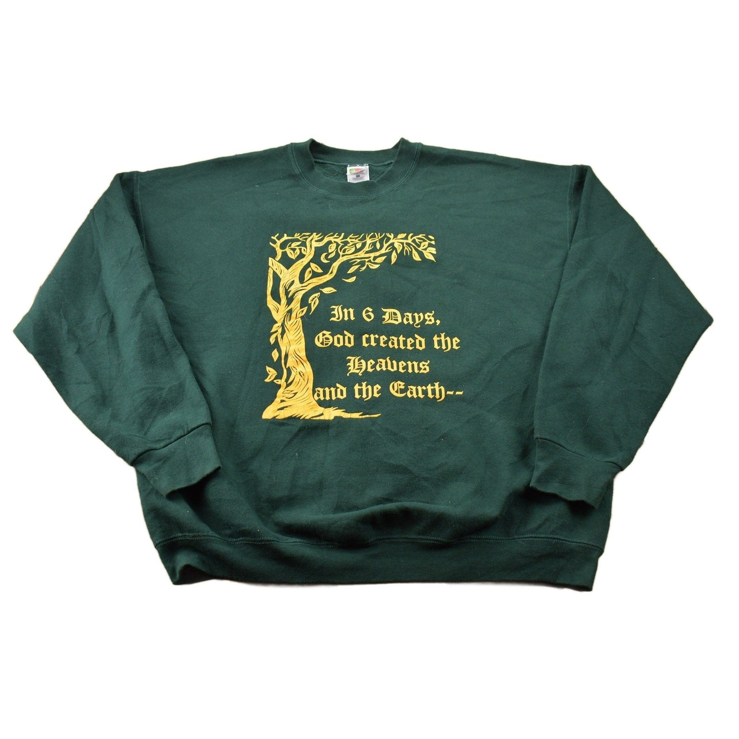 Vintage 1990s Green Bay Packers In 6 Days God Created the Heavens and the Earth Crewneck Sweatshirt Men's 2XL from propervintagecanada