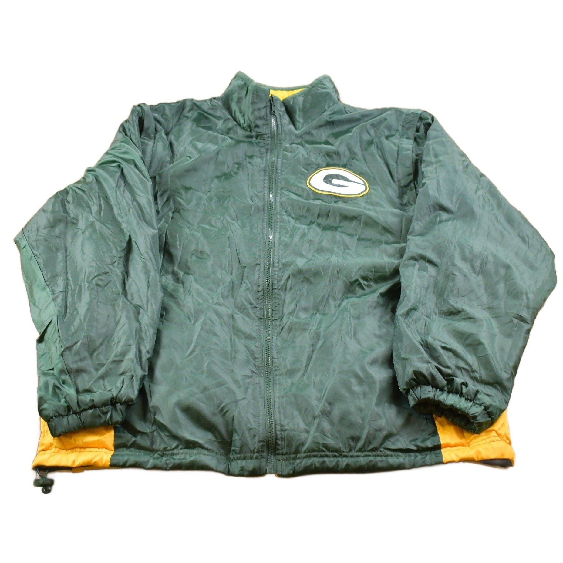 Vintage 1990s Green Bay Packers Logo Fleece Lined Convertible Jacket Men's Large from propervintagecanada